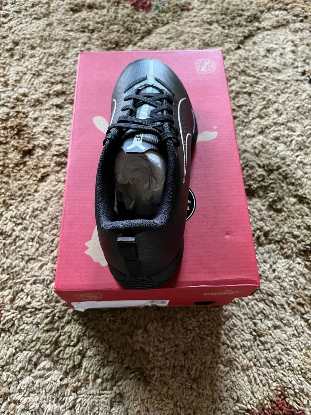 Puma Kids Black Sneaker with White Formstrip